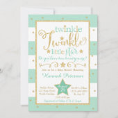 Mint Twinkle Little Star Baby shower Invitation Kaart (Voorkant)