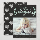 Mint Typografie Rustic Chalkboard Valentijnsdag Feestdagenkaart (Voorkant / Achterkant)