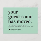 Mint Typography Guest Room Moving Announcement Aankondigingskaart (Voorkant)