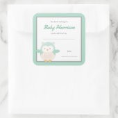 Mint Uil Baby shower Boekplaat, neutraal boek Vierkante Sticker (Tas)