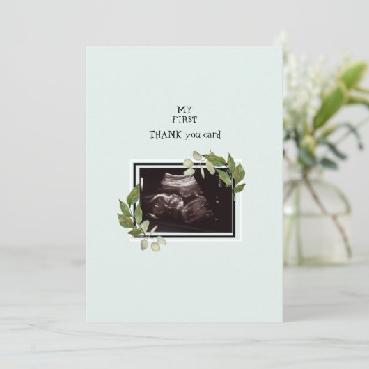 Mint Ultrasound Foto Dank u Baby Punt van Uitzicht Bedankkaart (Staand voorkant)