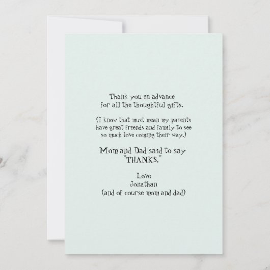 Mint Ultrasound Foto Dank u Baby Punt van Uitzicht Bedankkaart (Achterkant)