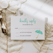 Mint Umbrella Neutral Baby shower RSVP-respons RSVP Kaartje