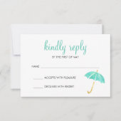 Mint Umbrella Neutral Baby shower RSVP-respons RSVP Kaartje (Voorkant)
