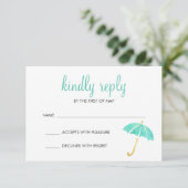 Mint Umbrella Neutral Baby shower RSVP-respons RSVP Kaartje (Staand voorkant)