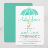 Mint Umbrella Neutral Baby Shower Uitnodigingen (Voorkant / Achterkant)