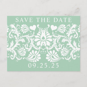 Mint Unieke Damask Sla de datum op Aankondigingskaart
