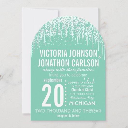 Mint Uw Foto Confetti Modern Typografie Kaart (Voorkant)