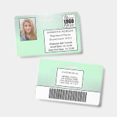 Mint Verlopen Glitter Foto Logo Personeelsbadge Badge (Voor- en achterkant)