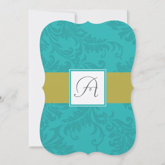  Mint Victoriaans Bloemen Damast Bruiloft Kaart (Achterkant)