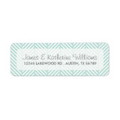 Mint visgraat chevron moderne bruiloft etiket (Voorkant)