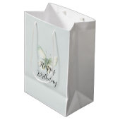 Mint Vlinders Verjaardag Medium Cadeauzakje (Voorkant Gekanteld)