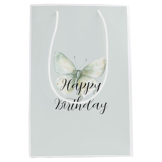 Mint Vlinders Verjaardag Medium Cadeauzakje (Voorkant)