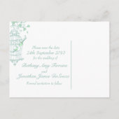 Mint vogels open kooi bruiloft opslaan van de datu aankondigingskaart (Achterkant)