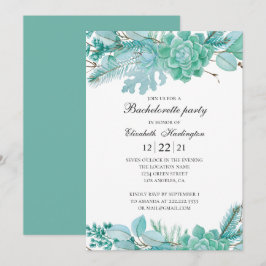 Mint vrijgezellenfeest. Waterverf vetplanten Kaart