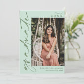 Mint & waterkers kalligrafie foto Afstuderen Kaart (Staand voorkant)