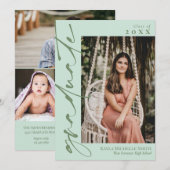 Mint & waterkers kalligrafie foto Afstuderen Kaart (Voorkant / Achterkant)