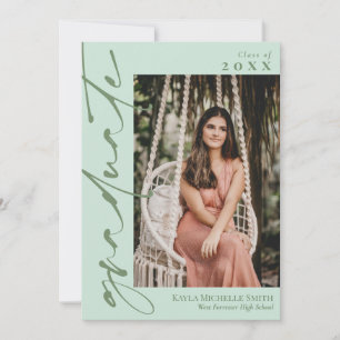 Mint & waterkers kalligrafie foto Afstuderen Kaart