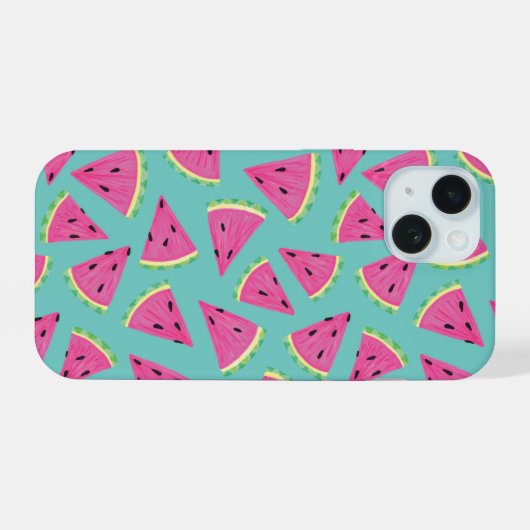 Mint Watermelonpatroon iPhone 15 Case (Achterkant horizontaal)