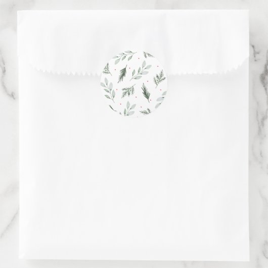 Mint Waterverf Bloemen Kerst sticker (Tas)