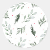 Mint Waterverf Bloemen Kerst sticker (Voorkant)