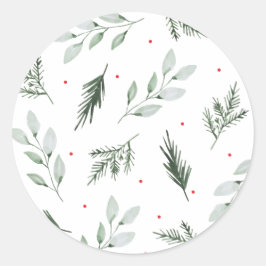 Mint Waterverf Bloemen Kerst sticker