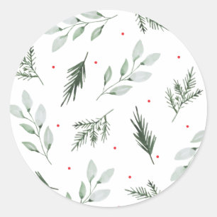 Mint Waterverf Bloemen Kerst sticker