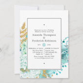 Mint Waterverf Bloemenbruiloft repetitie diner Kaart (Voorkant)