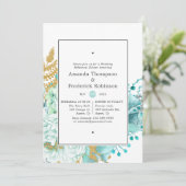 Mint Waterverf Bloemenbruiloft repetitie diner Kaart (Staand voorkant)