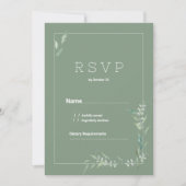 Mint waterverf botanisch groen RSVP Kaart (Voorkant)