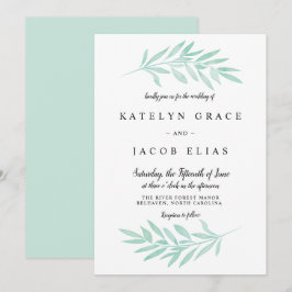 Mint Waterverf bruiloft uitnodiging