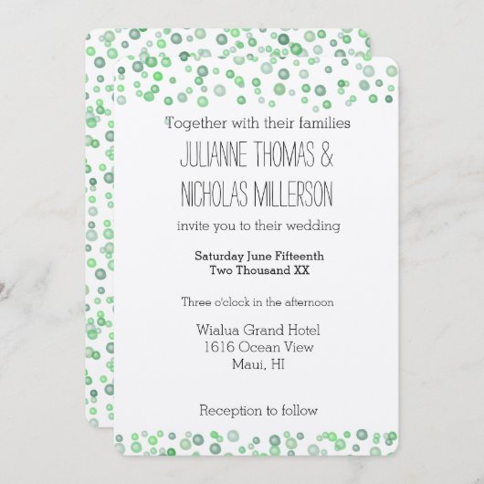 Mint Waterverf Confetti bruiloft Kaart (Voorkant / Achterkant)