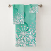 Mint Waterverf en witte bloemen Bad Handdoek (Insitu)
