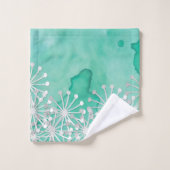 Mint Waterverf en witte bloemen Bad Handdoek (Wasdoekje)
