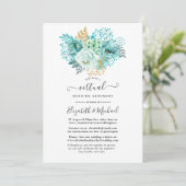 Mint Waterverf Floral Online Virtual Wedding Kaart (Staand voorkant)