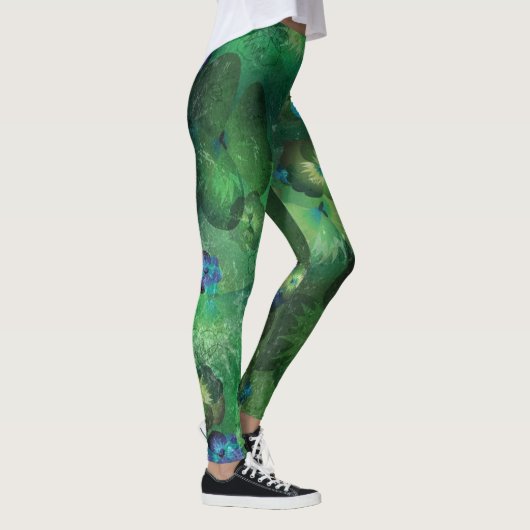 Mint Waterverf Floral Pattern Leggings (Rechts)
