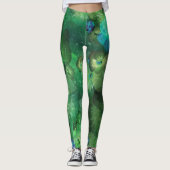 Mint Waterverf Floral Pattern Leggings (Voorkant)