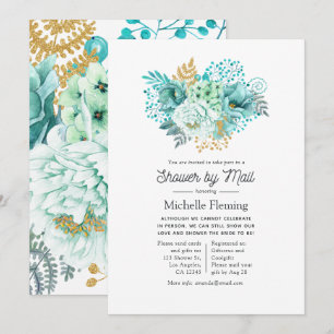 Mint Waterverf Floral Shower per Mail Kaart
