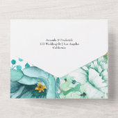 Mint Waterverf Floral Wedding All In One Uitnodiging (Achterkant)