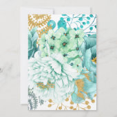 Mint Waterverf Floral Wedding Kaart (Achterkant)