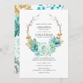 Mint Waterverf Floral Wedding Kaart