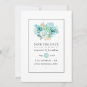 Mint Waterverf Floral Wedding Save The Date (Voorkant)