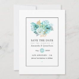 Mint Waterverf Floral Wedding Save The Date