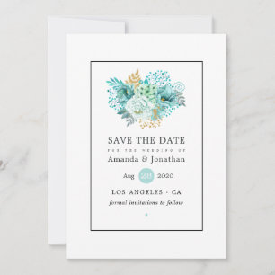Mint Waterverf Floral Wedding Save The Date