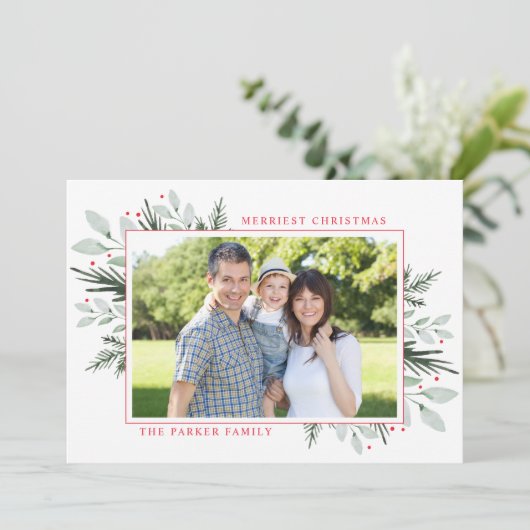 Mint waterverf flymfadetkaart voor kerstmis (Staand voorkant)