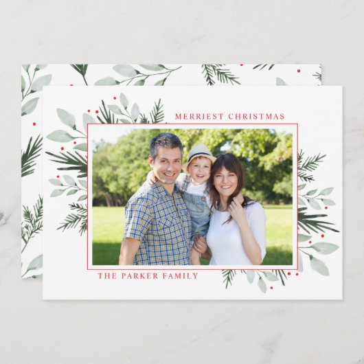 Mint waterverf flymfadetkaart voor kerstmis (Voorkant / Achterkant)