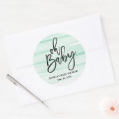 Mint Waterverf Gradiënt Oh Baby shower Sticker (Envelop)