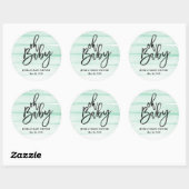 Mint Waterverf Gradiënt Oh Baby shower Sticker (Vel)