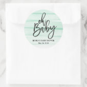 Mint Waterverf Gradiënt Oh Baby shower Sticker (Tas)