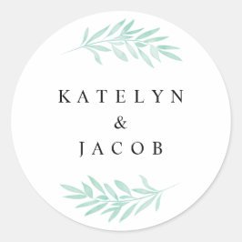 Mint Waterverf groen bruiloft ronde Sticker
